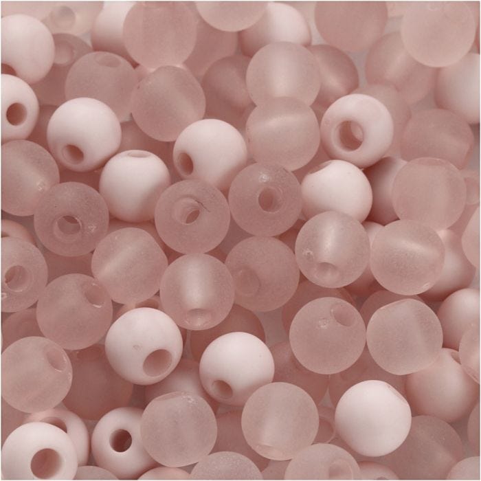 Muovihelmet, halk. 6 mm, aukon koko 2 mm, rosa, 40 g/ 1 pkt