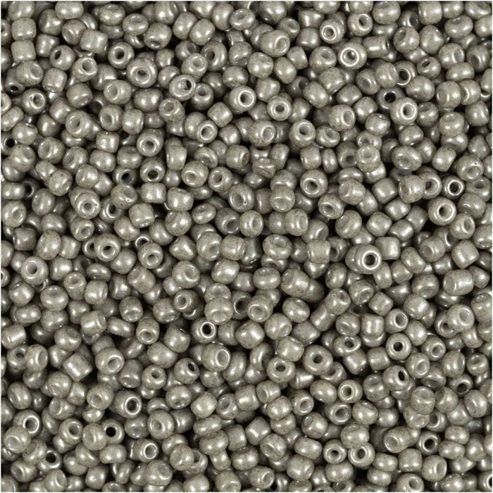 Rocaille-siemenhelmet, halk. 1,7 mm, koko 15/0, aukon koko 0,5-0,8 mm, vaaleanharmaa, 25 g/ 1 pkt