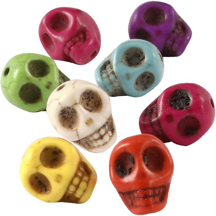 Howlite-helmet, halk. 12 mm, aukon koko 1,5 mm, vahvat värit, 32 kpl/ 1 pkt