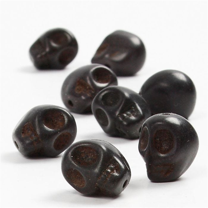 Howlite-helmet, halk. 12 mm, aukon koko 1,5 mm, musta, 32 kpl/ 1 pkt