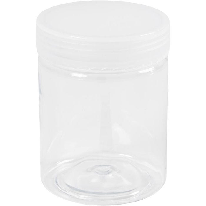 Muoviset säilytyspurkit, Kork. 9 cm, halk. 6,5 cm, 250 ml, 10 kpl/ 1 pkt