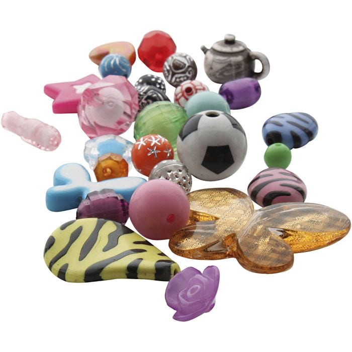 Fantasy muovihelmisekoitus, koko 5-35 mm, aukon koko 1-4 mm, 1000 g/ 1 pkt