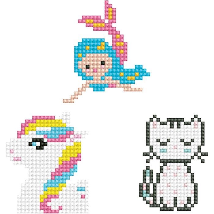 Diamond Dotz- timanttimaalaus, kissanpentu, merenneito, poni, koko 18x10 cm, 1 pkk/ 1 pkt