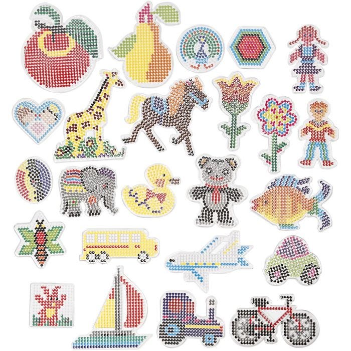 Putkihelmialusta, geometriset, eläimet, lapset/kukat sekä ajoneuvot, koko 7x7,5-14x16 cm, medium, läpinäkyvä, 4x10 pkk/ 1 pkt