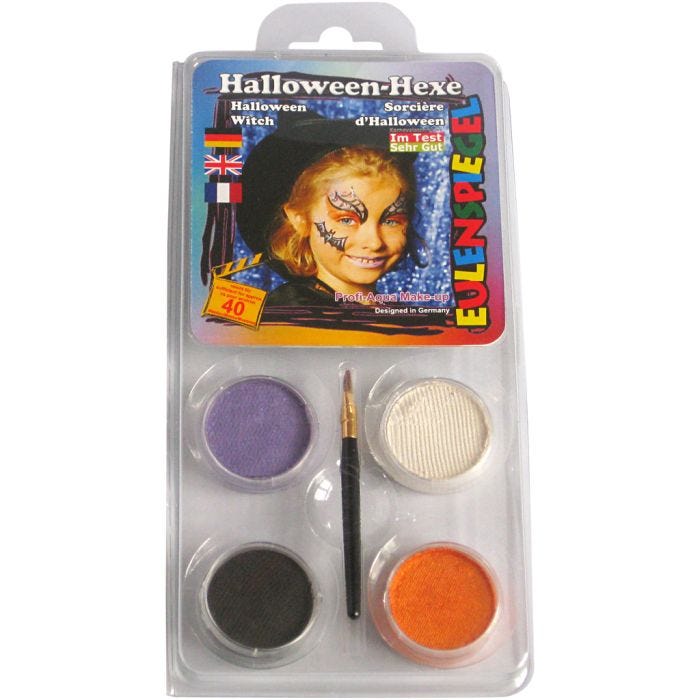 Kasvovärisetti, halloween/pääsiäisnoita, värilajitelma, 1 set