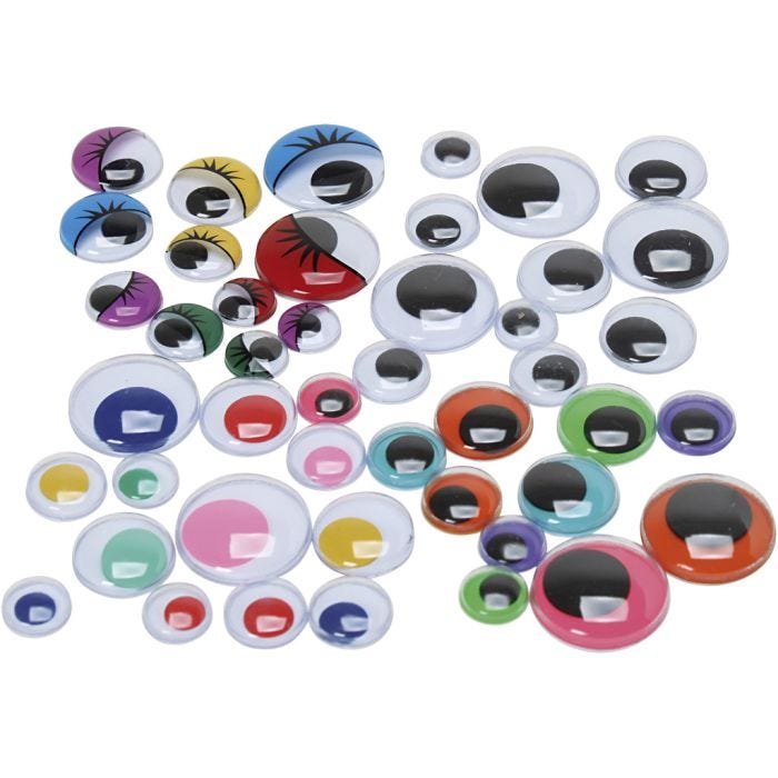 Liikkuvat silmät, koko 9,5-19 mm, 4 my, 500 kpl/ 1 pkt