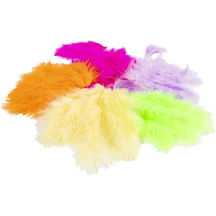 Höyhenet, koko 4-10 cm, neonvärit, 50 g/ 1 pss