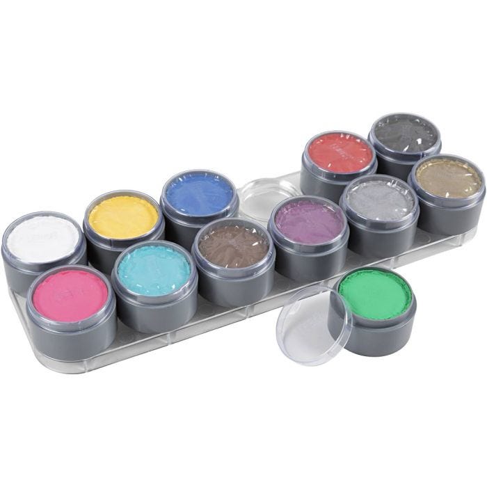 Vesipohjaiset kasvovärit, värilajitelma, 12x15 ml/ 1 kpl