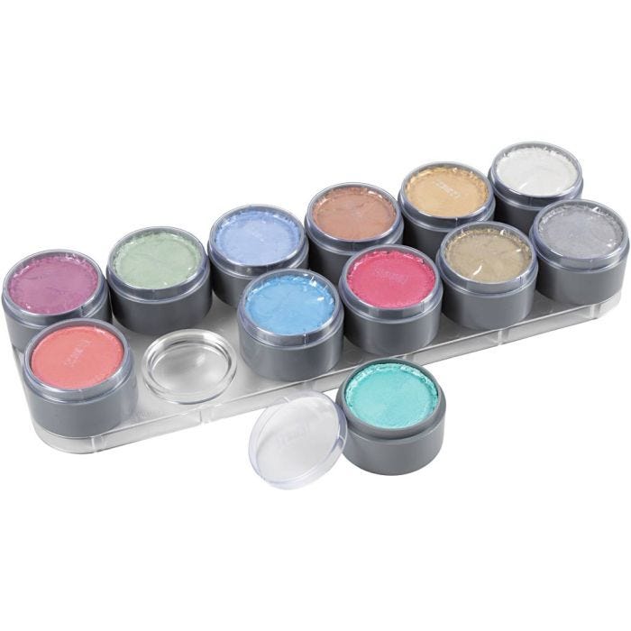 Vesipohjaiset kasvovärit, helmiäisvärit, 12x15 ml/ 1 kpl