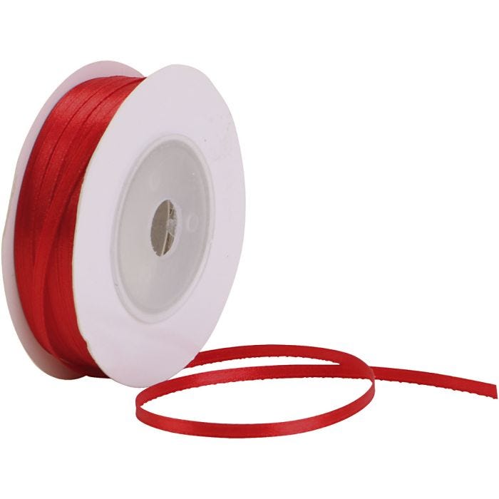 Satiininauha, Lev: 3 mm, punainen, 30 m/ 1 rll