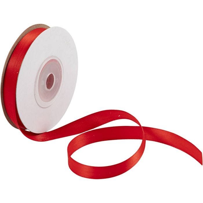 Satiininauha, Lev: 10 mm, punainen, 10 m/ 1 rll