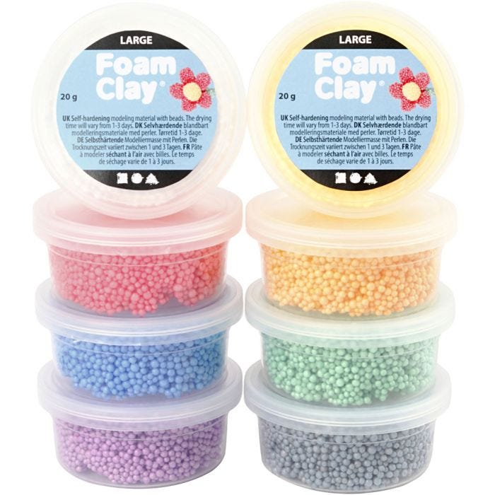 Foam Clay Large, värilajitelma, 8x20 g/ 1 pkt