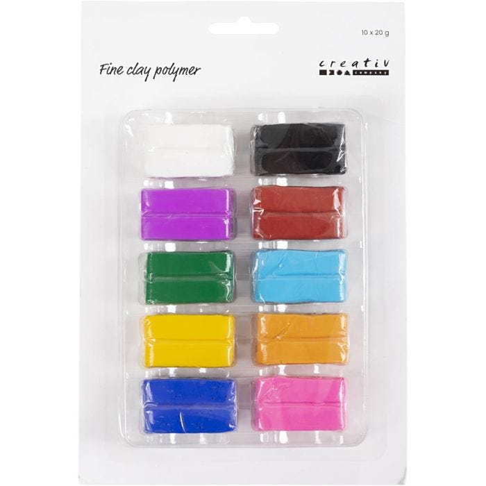 Fine Clay polymeerimassa, värikäs, 10x20 g/ 1 pkt