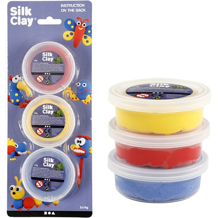Silk Clay®, sininen, punainen, keltainen, 3x14 g/ 1 pkt