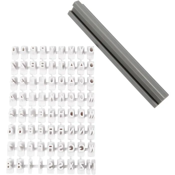Leimasinsetti, kirjaimet, numerot, 6 mm, valkoinen, 1 set