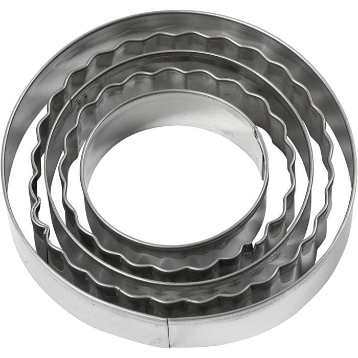 Metallimuotit, ympyrä, koko 8 cm, 5 kpl/ 1 pkt