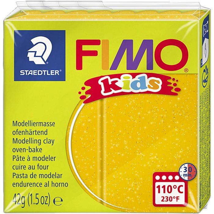 FIMO® Kids Clay , kimalle, kulta, 42 g/ 1 pkt