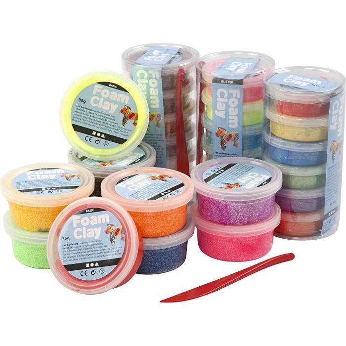 Foam Clay® Helmimassa, kimalle, värilajitelma, 28 tb/ 1 pkt