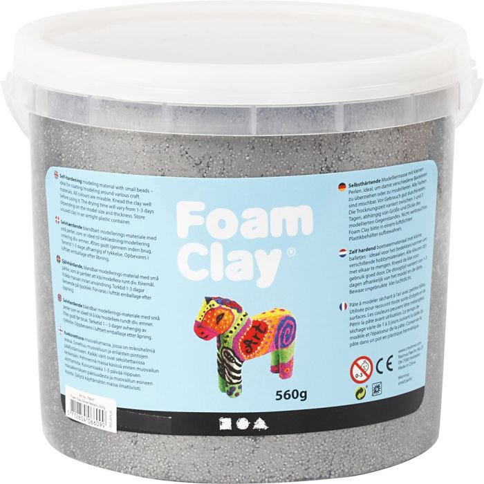 Foam Clay® Helmimassa, metallinen, hopea, 560 g/ 1 prk