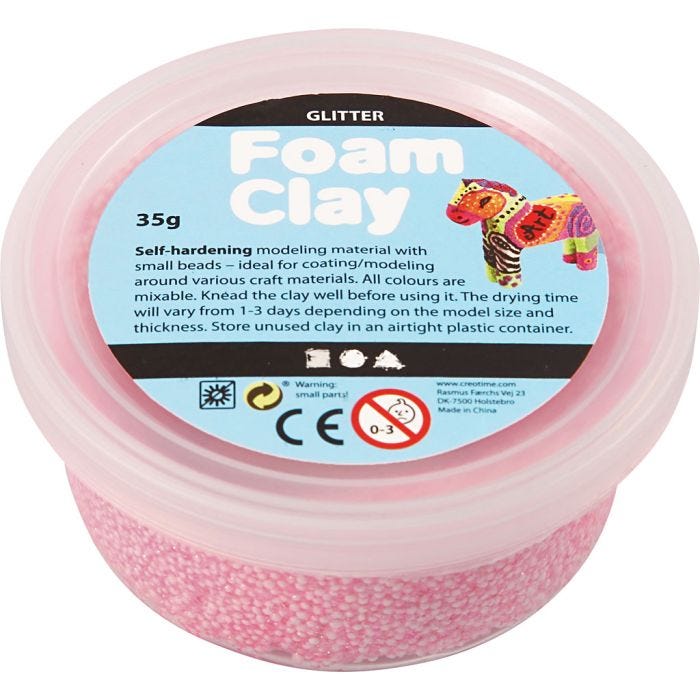 Foam Clay® Helmimassa, kimalle, vaaleanpunainen, 35 g/ 1 tb