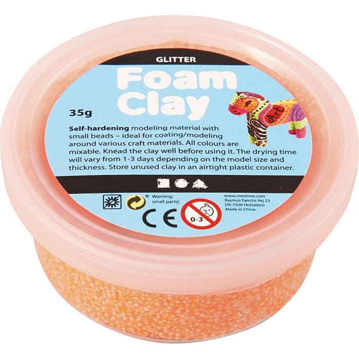 Foam Clay® Helmimassa, kimalle, oranssi, 35 g/ 1 tb
