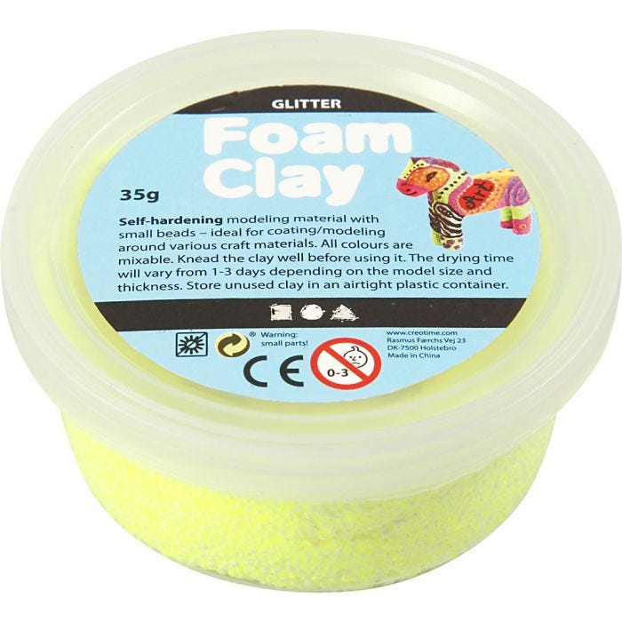 Foam Clay® Helmimassa, kimalle, keltainen, 35 g/ 1 tb