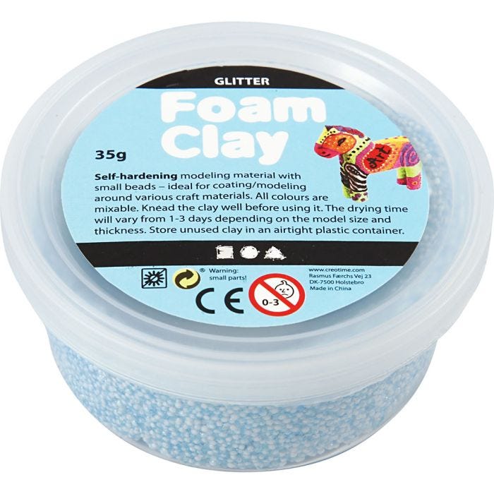Foam Clay® Helmimassa, kimalle, vaaleansininen, 35g/ 1 tb