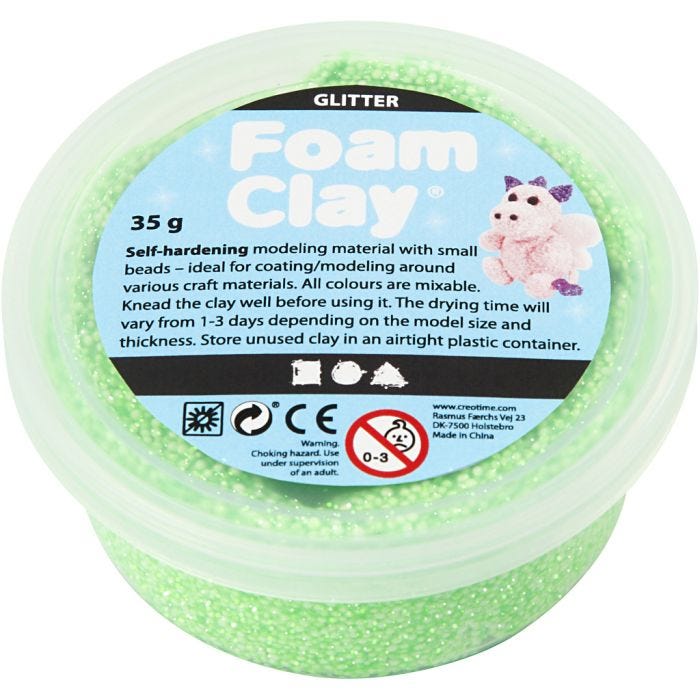 Foam Clay® Helmimassa, kimalle, vihreä, 35 g/ 1 tb