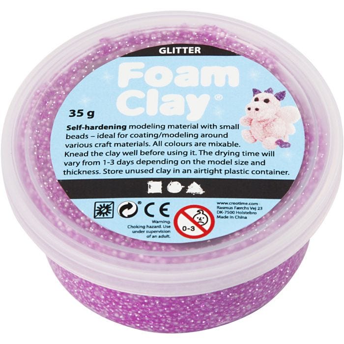 Foam Clay® Helmimassa, kimalle, violetti, 35 g/ 1 tb