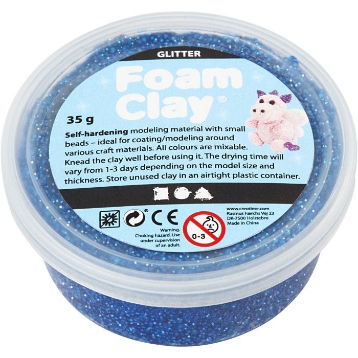 Foam Clay® Helmimassa, kimalle, sininen, 35 g/ 1 tb