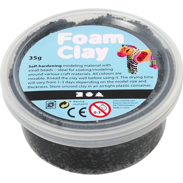 Foam Clay® Helmimassa, musta, 35 g/ 1 tb