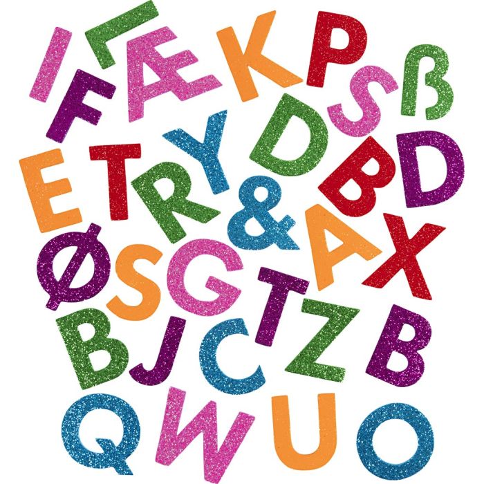 Vaahtomuovitarrat, Kirjeet, tarrataustaiset, Kork. 40 mm, värikäs, 110 kpl/ 1 pkt