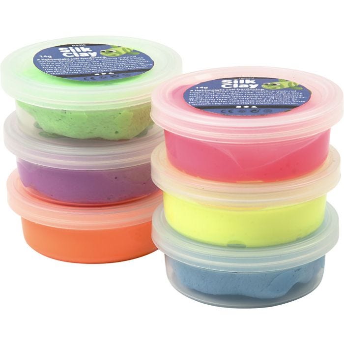 Silk Clay®, neonvärit, 6x14 g/ 1 pkt