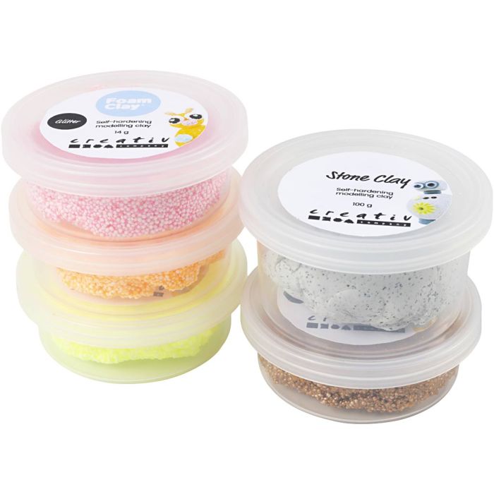 Stone Clay Mix, oranssi/pun. sävyt, 1 pkk/ 1 pkt