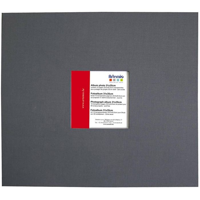 Skräppialbumi, koko 30,5x30,5 cm, Sivujen määrä 10, antrasiitin harmaa, 1 kpl