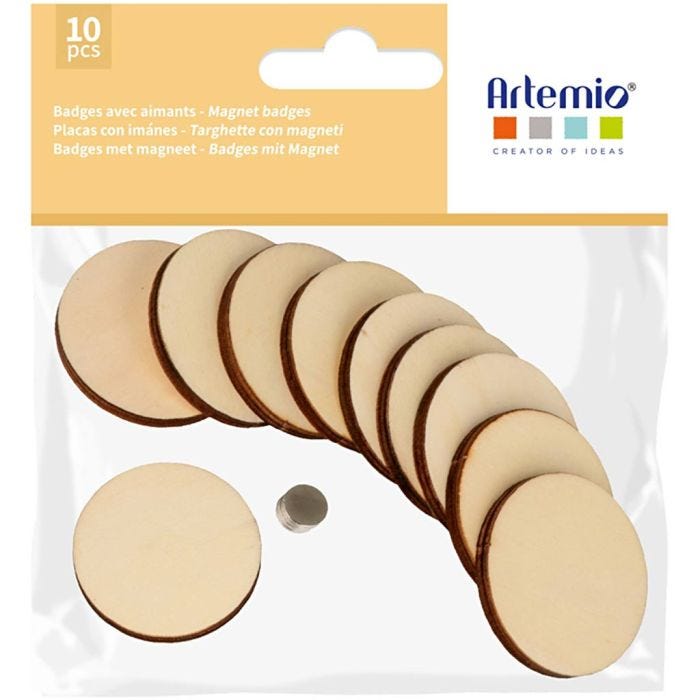 Magneettiset puumerkit, koko 4.5 cm, 10 kpl/ 1 pkt
