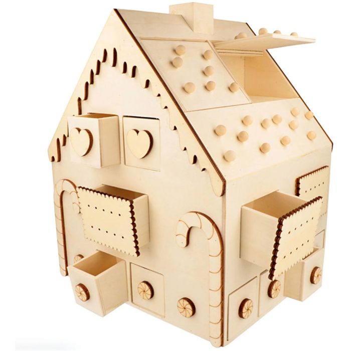 Puinen joulukalenteri, koko 26,5x23,5x33 cm, 1 kpl