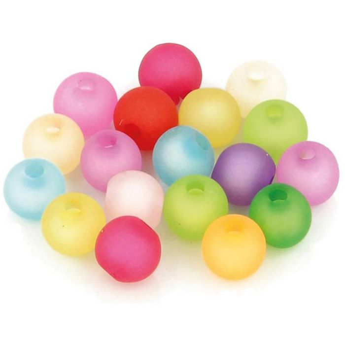 Pyöreät värilliset helmet, huurre, halk. 8 mm, murretut värit, 120 kpl/ 1 pkt