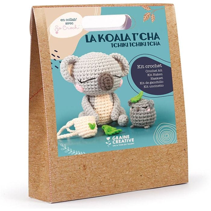 Amigurumi-virkkaussetti, Koala, koko 12.5 cm, 1 pkk/ 1 pkt