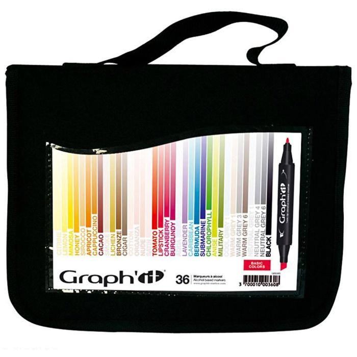 Graph'it-alkoholikynäsarja, perusvärilajitelma, 36 kpl/ 1 pkt