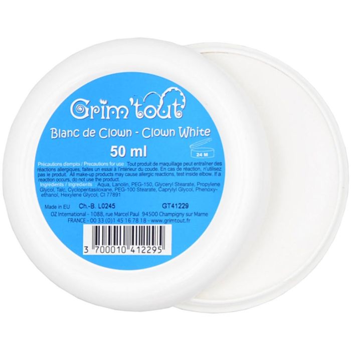 Klovni-kasvoväri, valkoinen, 50 ml/ 1 tb