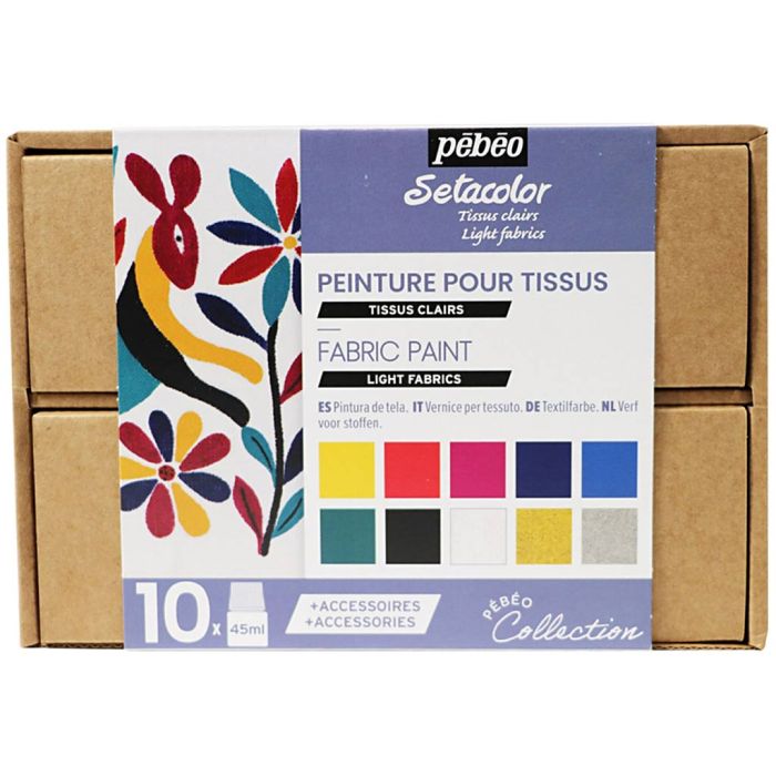 Pébéo Collection -pakkaus, Kangasmaali – Vaaleat kankaat, värilajitelma, 1 pkk/ 1 pkt