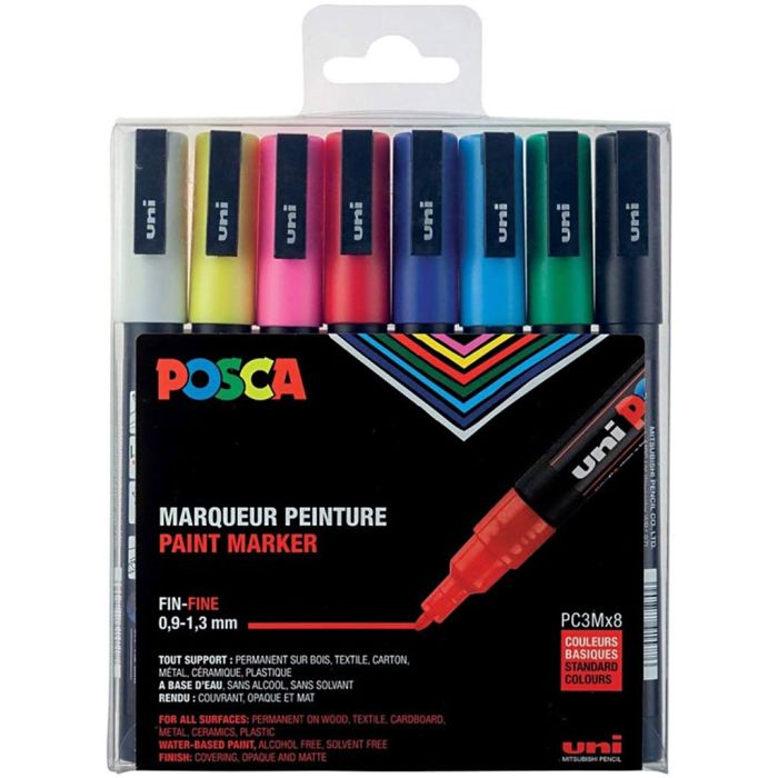Posca-tussisetti, PC-3M, nro PC-3M, perusvärilajitelma, 8 kpl/ 1 pkt