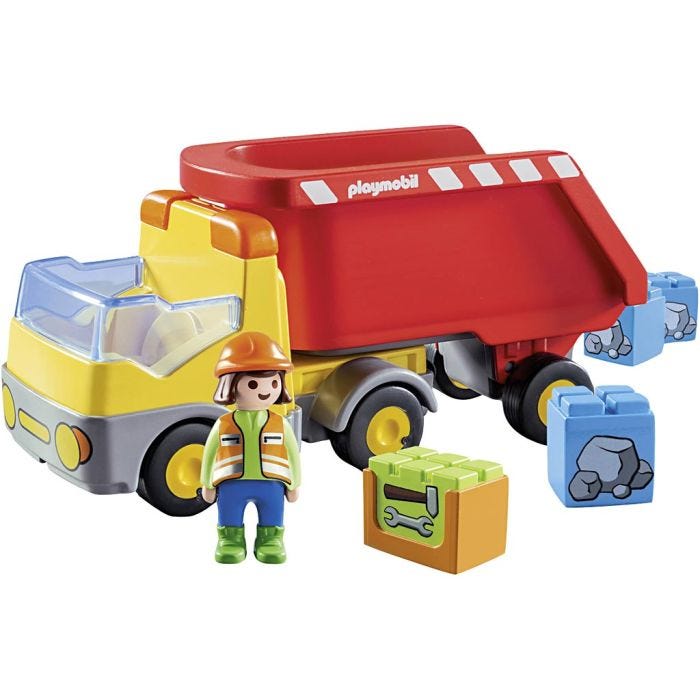 Playmobil roska-auto, Kork. 9,5 cm, Pit. 19 cm, Lev: 7 cm, 7 osaa/ 1 kpl