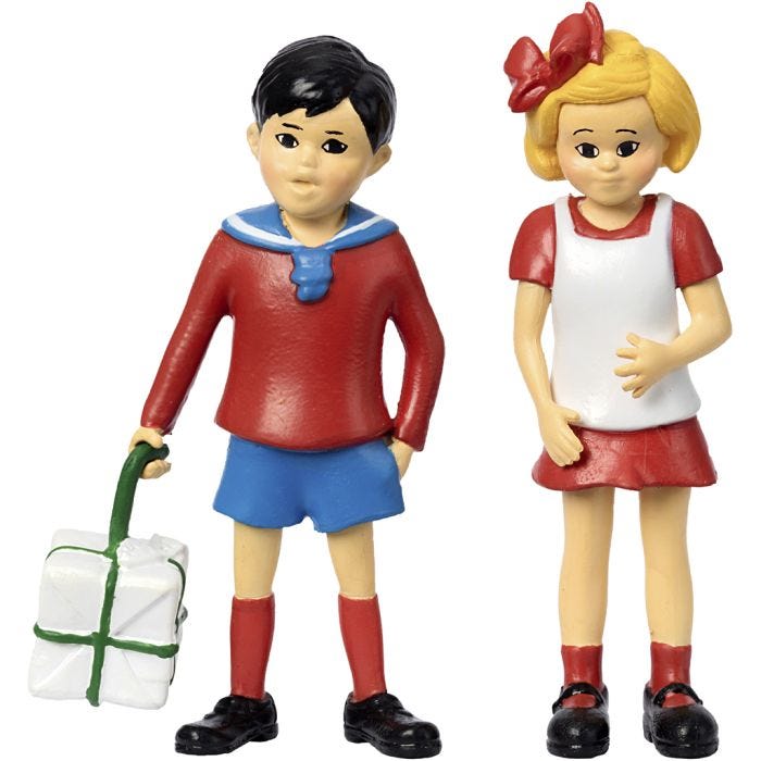 Tommi ja Annika figuurit, koko 8 cm, 2 kpl/ 1 set