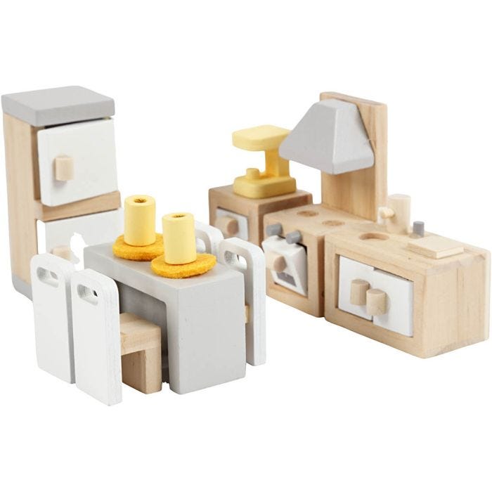 VIGA Nukkekodin tarvikkeet, keittiö, koko 2x2x7,5 cm, 9 osaa/ 1 set