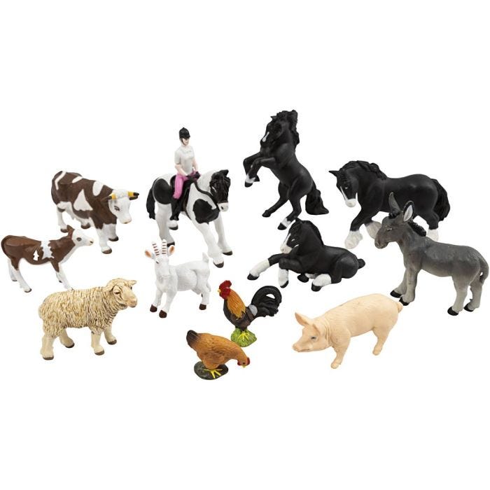 Papo maatilanfiguurit, mini, koko 2,5-8 cm, 8 kpl/ 1 set