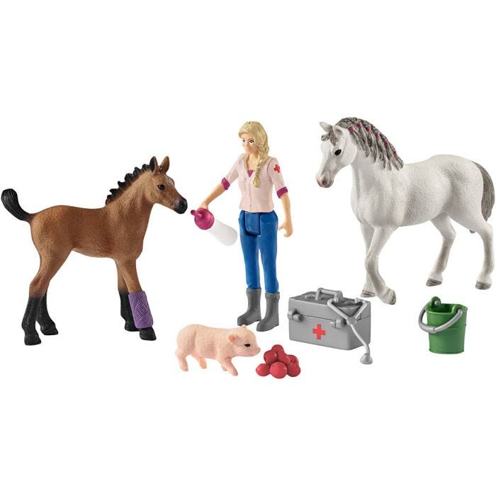 Schleich Maatilan eläimet, Elänhoitaja ja hevoset, 11,5x19x5,5 cm, 1 kpl