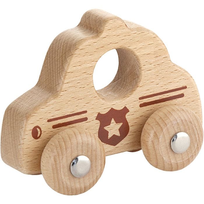 VIGA Pieni Puinen Poliisiauto, Poliisiauto, 9x7,5 cm, 1 kpl