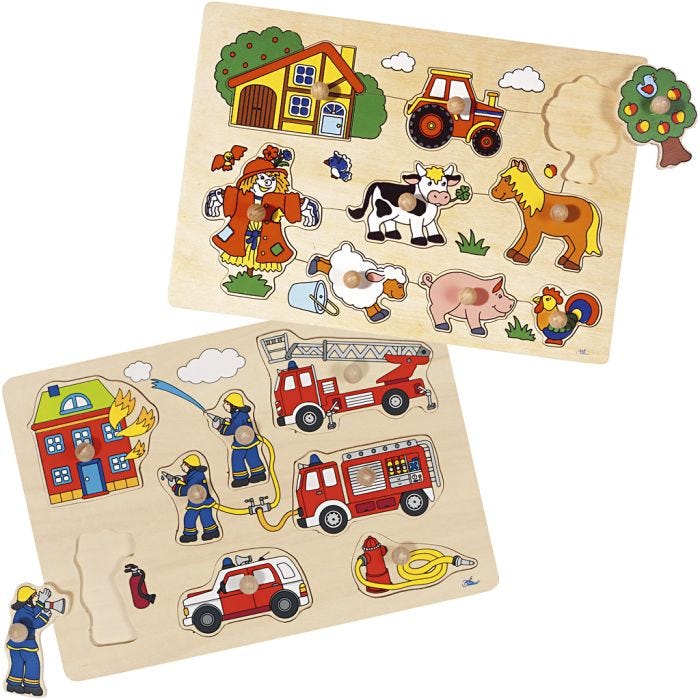 Puinen nuppipalapeli, koko 30x21 cm, 8+9 kappaletta, 2 kpl/ 1 set